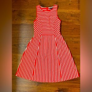 Banana Republic. Sleeveless, A-line dress. Size 2. Burnt Orange, white.